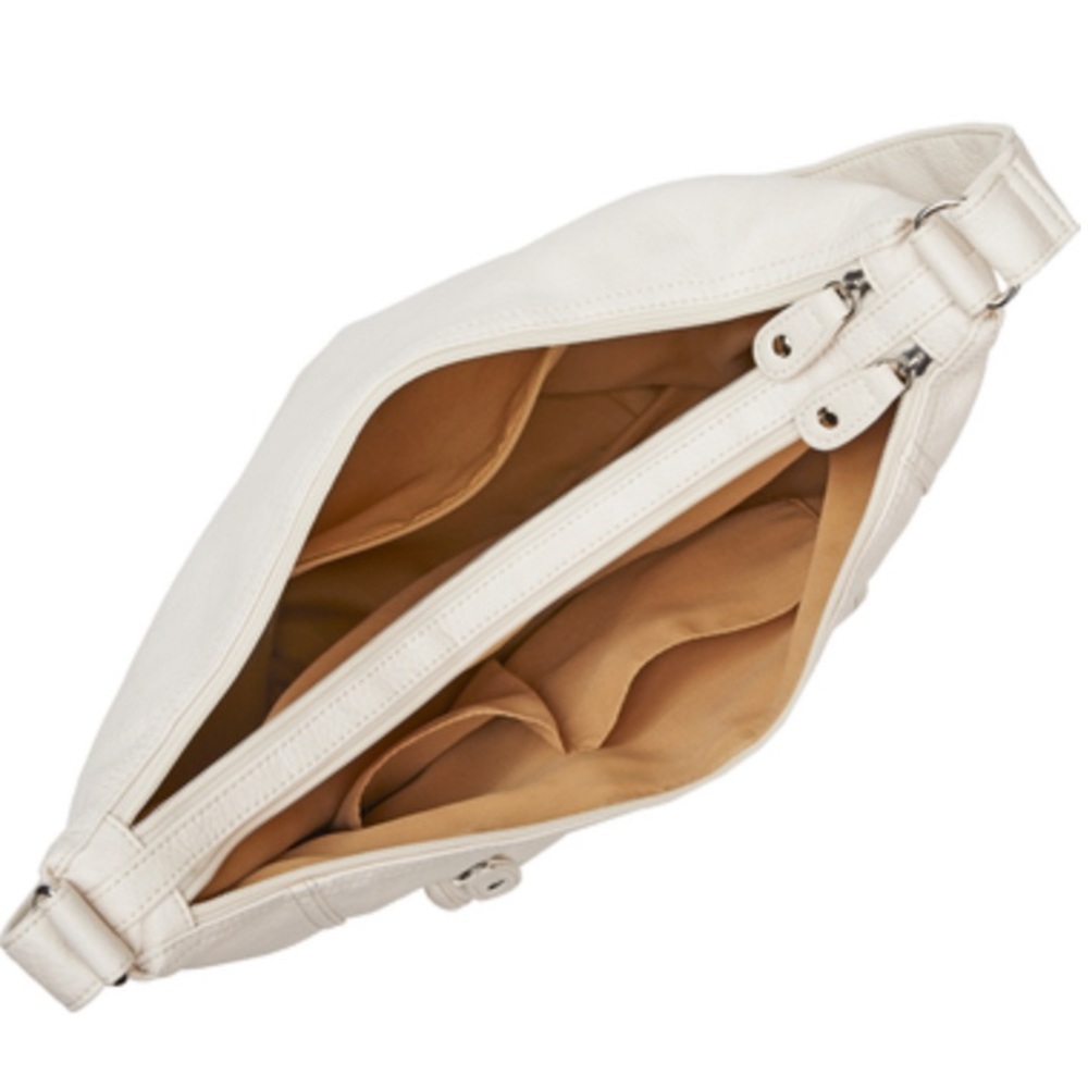 🆕 Bueno Solana Washed Large White Leather Hobo Handbag - Picture 4 of 10